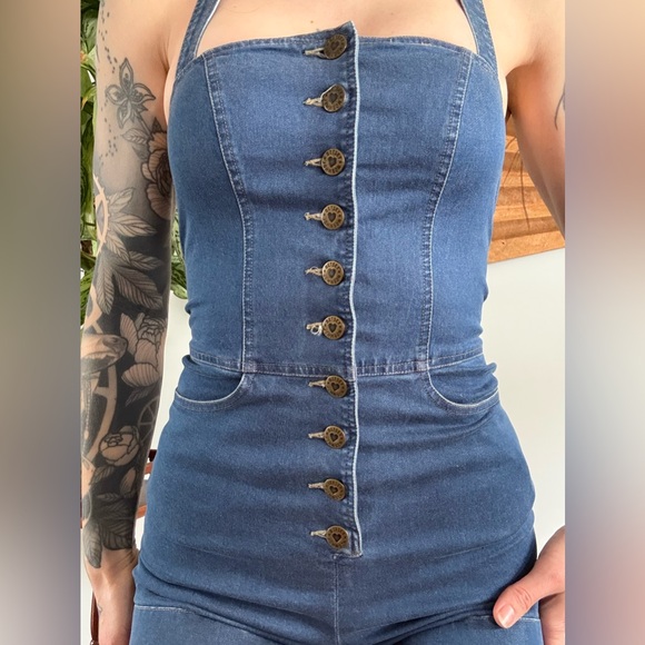 BJ Stretch Denim Romper - Picture 3 of 6